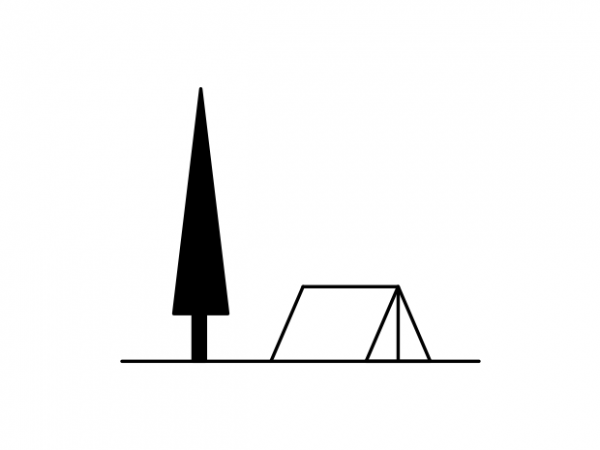 Camping tent with a tree minimal tattoo vector t shirt design