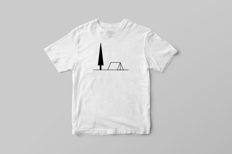 Camping tent with a tree minimal tattoo vector t shirt design t shirt designs for print on demand