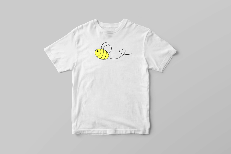 Cute bee with a heart simple tattoo t shirt printing design commercial use t shirt designs