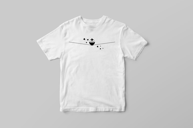 Cute little bird with hearts minimal love tattoo graphic t shirt design vector t shirt design