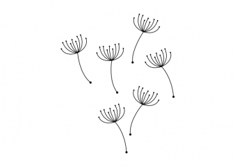 Dandelion Blowball seeds minimal tattoo vector t shirt design