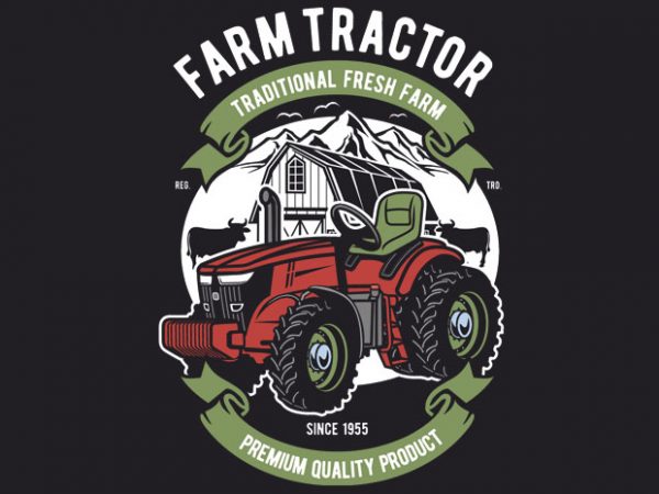 Farm tractor vector t-shirt design for commercial use