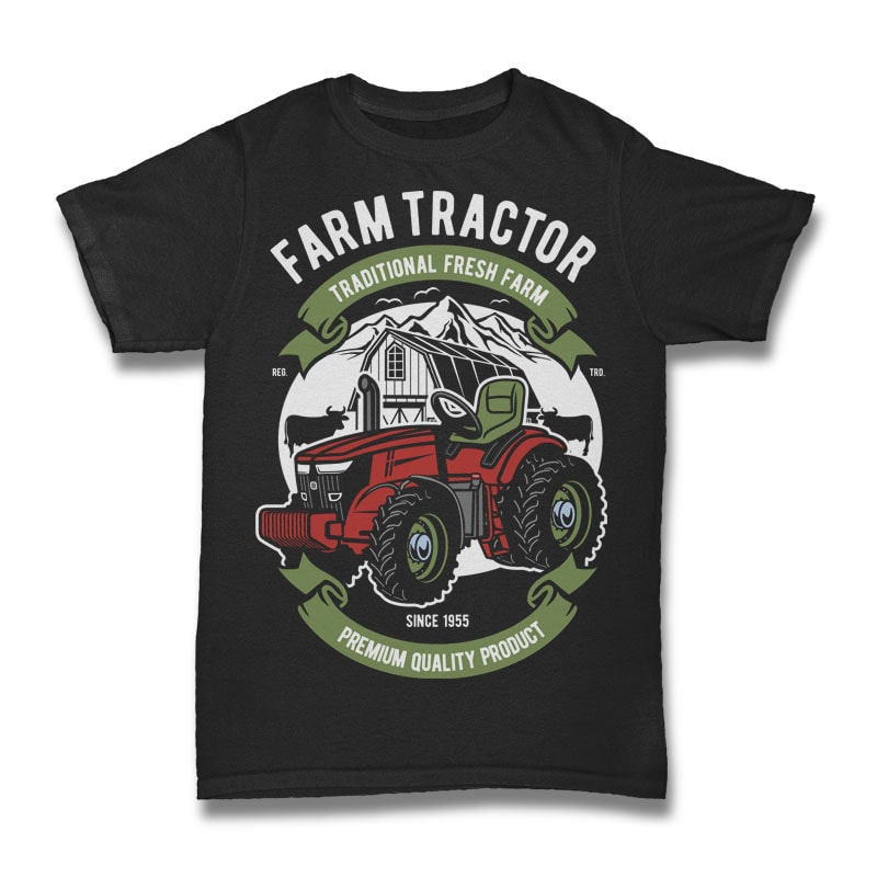 Farm Tractor t shirt designs for printful