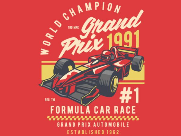 Formula car race print ready vector t shirt design