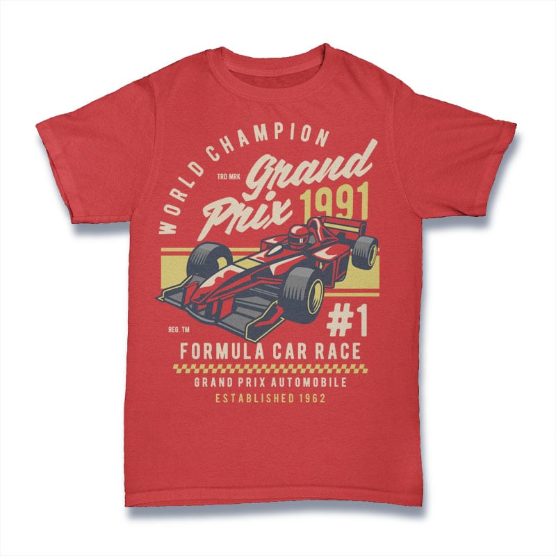 Formula Car Race t shirt designs for print on demand