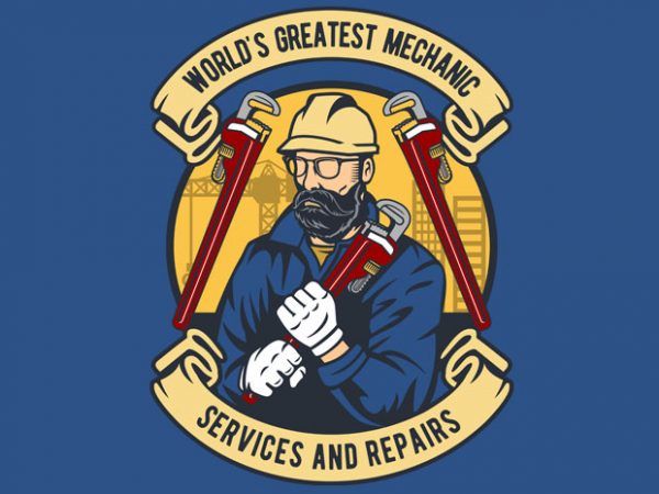 Mechanic man print ready vector t shirt design