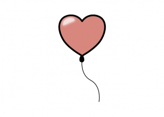 Minimal heart balloon valentines day love tattoo vector t shirt printing design