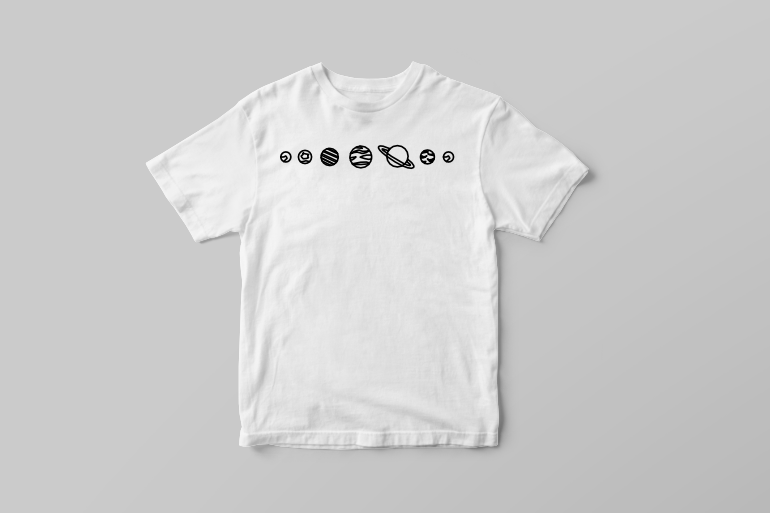 Minimal planets space and universe hand drawn vector t shirt design t shirt designs for printful