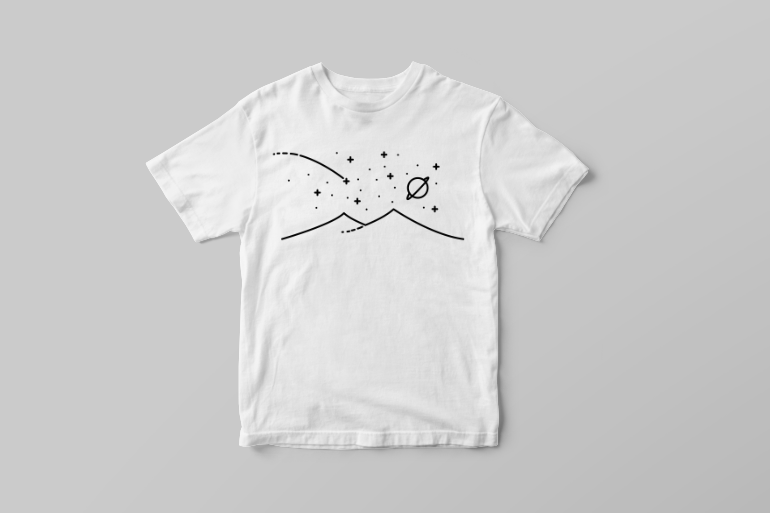 Minimalistic stars and mountains landscape tattoo t shirt printing design commercial use t shirt designs