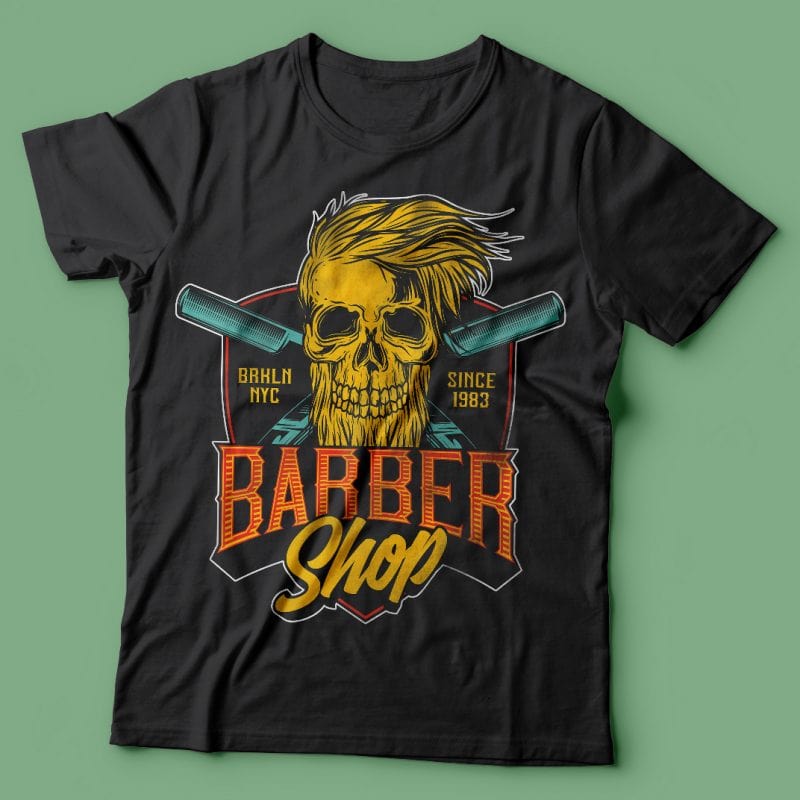 Download Barber Shop. Vector T-Shirt Design