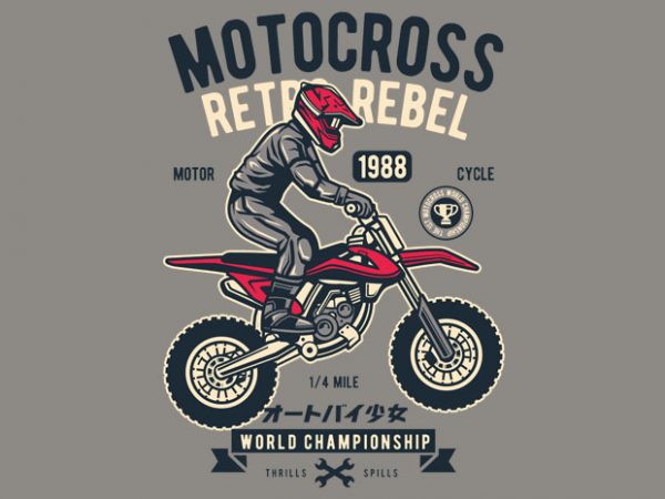 Motocross retro rebel tshirt design vector