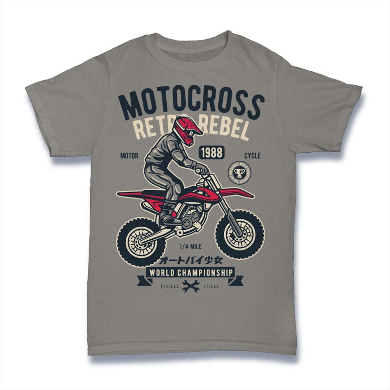 Motocross Retro Rebel t shirt designs for printful