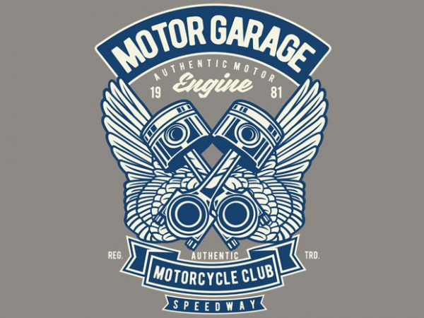 Motor garage vector t shirt design for download