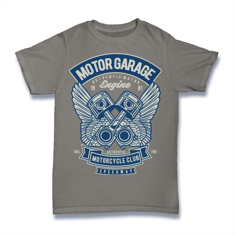 Motor Garage t shirt designs for printful