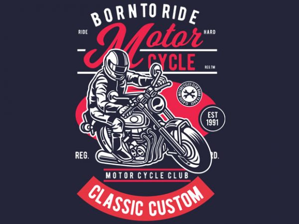 Motorcycle rider vector t-shirt design template