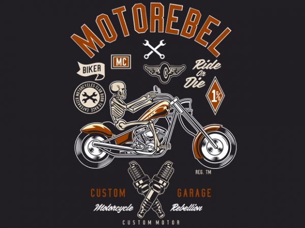 Motorebel skull vector shirt design