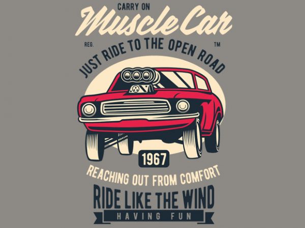 Muscle car tshirt design vector