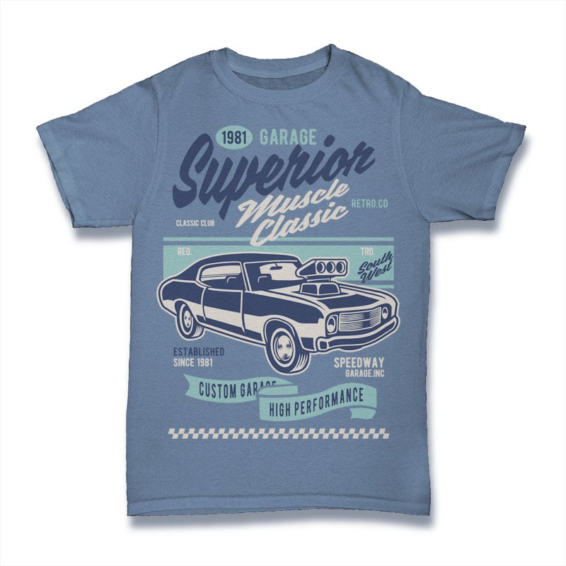 Muscle Car Classic t shirt designs for printful
