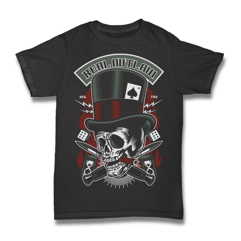 Real Outlaw Skull vector shirt designs