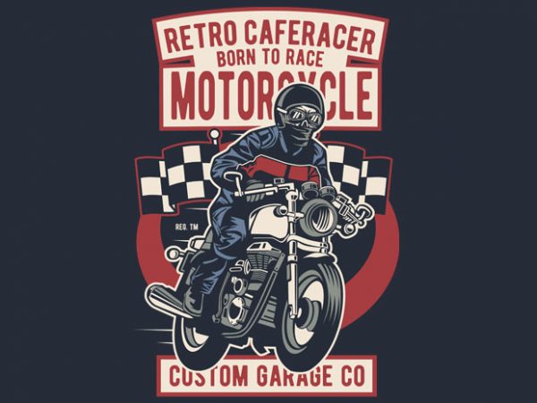 Retro caferacer t shirt design to buy