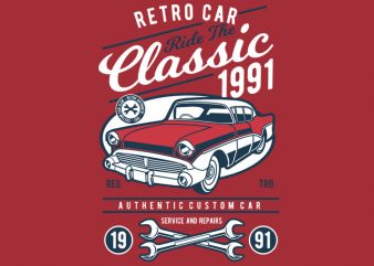 Retro Classic Car vector t-shirt design