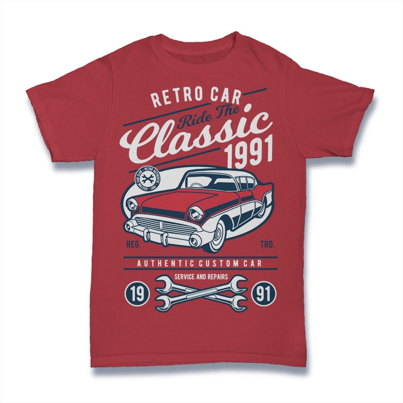 Retro Classic Car vector shirt designs
