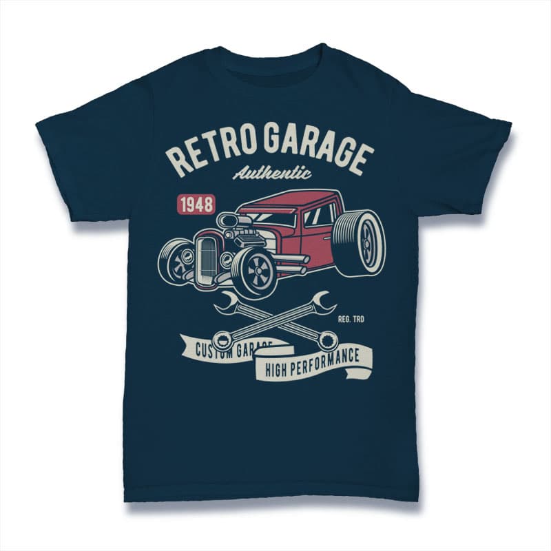 Retro Garage Hotrod vector shirt designs