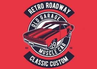 Retro Roadway print ready vector t shirt design