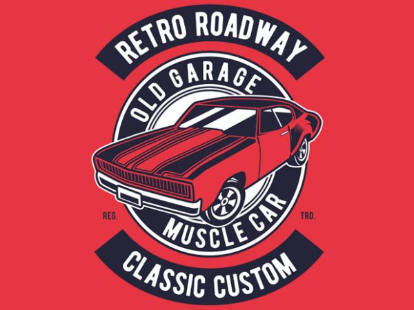 Retro roadway print ready vector t shirt design