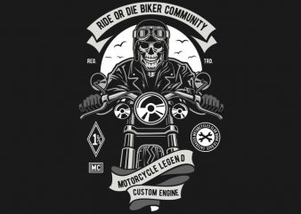 Ride Or Die Biker Club vector t-shirt design template