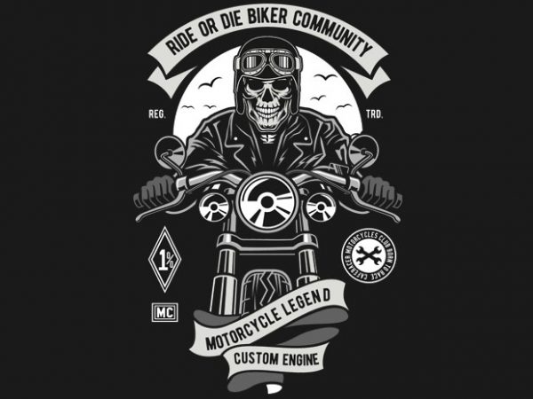 Ride or die biker club vector t-shirt design template