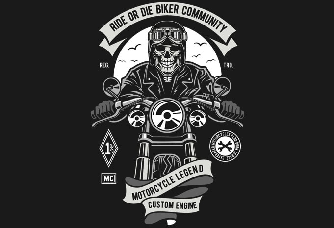 Ride Or Die Biker Club vector t-shirt design template - Buy t-shirt designs
