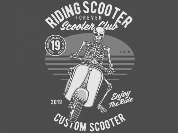 Riding scooter vector t-shirt design