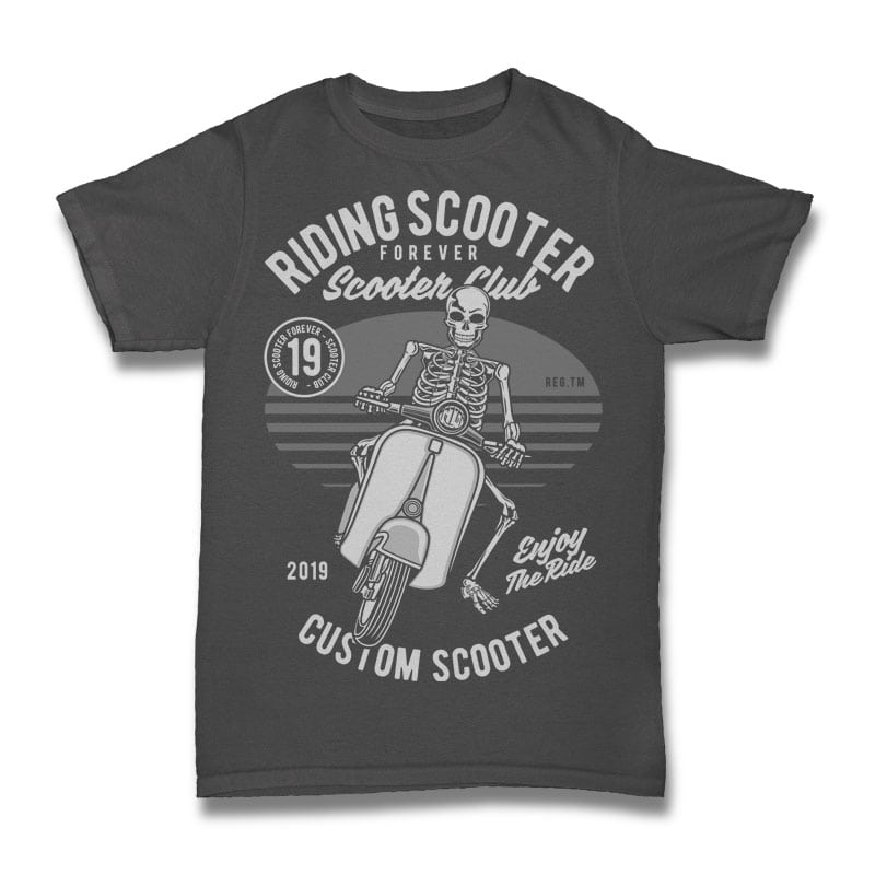 Riding Scooter t shirt design graphic