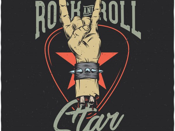 Rock and roll star. vector t-shirt design Rock and roll star. vector t-shirt design