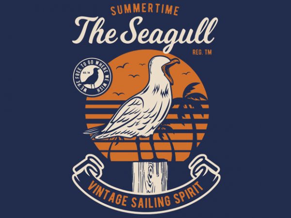 Seagul bird print ready shirt design