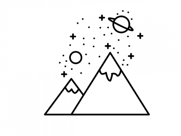 Simple and minimalistic camping with mountains and stars vector t shirt design