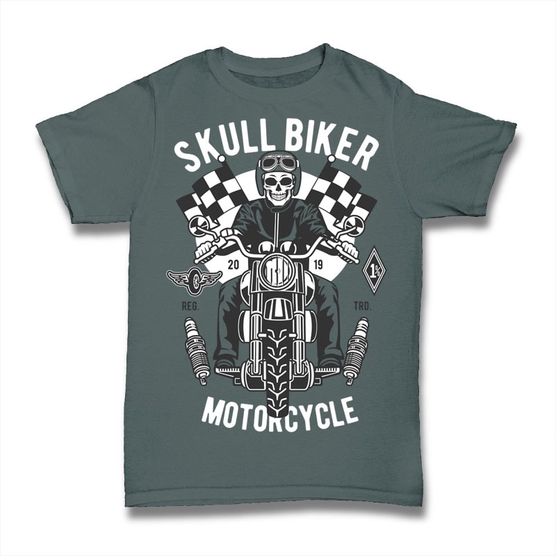 Skull Biker t shirt design graphic