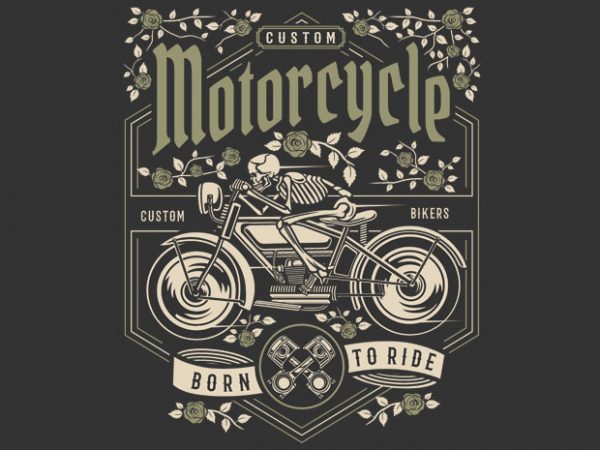 Skull motorcycle vector t-shirt design