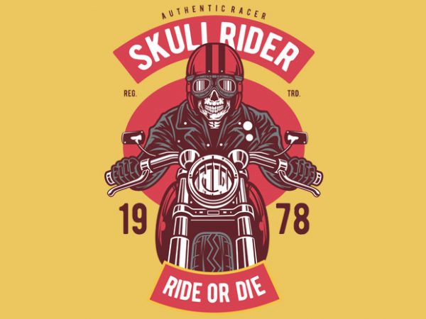 Skull rider tshirt design vector