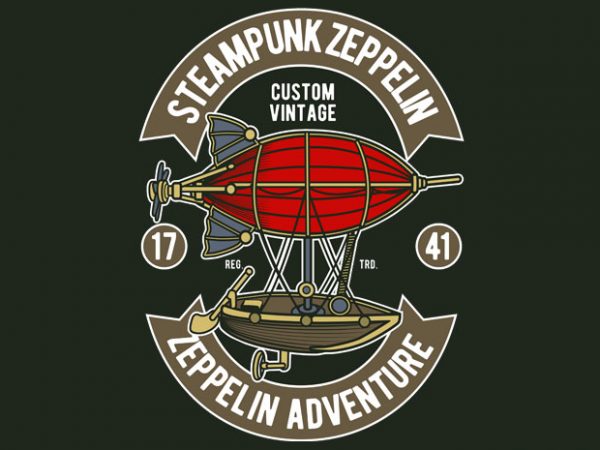 Steampunk zeppelin tshirt design for sale