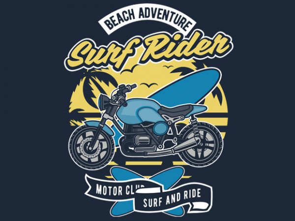 Surf rider t shirt design for purchase