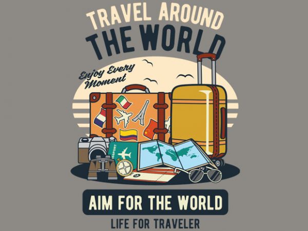 Travel around the world t shirt design png