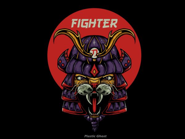 Cat samurai t shirt design for download