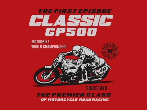 Classic gp 500 t shirt design for sale