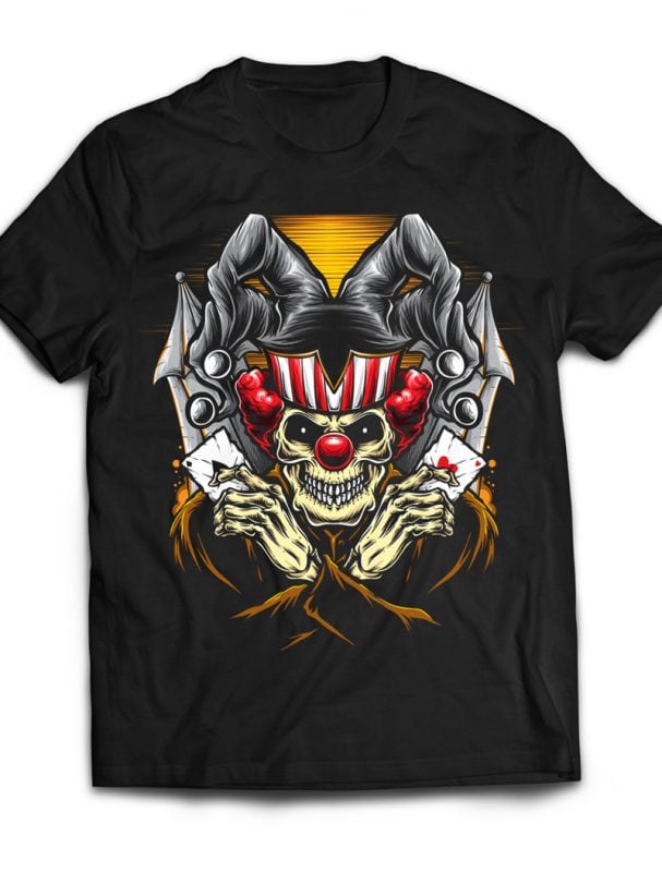 Gambler Clown tshirt designs for merch by amazon