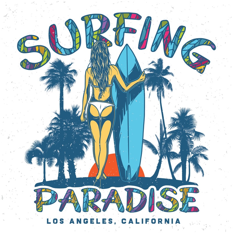 Surfing paradise. Vector T-Shirt Design - Buy t-shirt designs