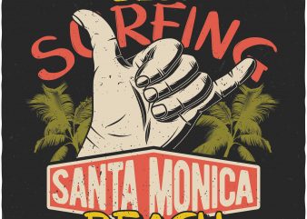 Santa Monica Beach. Vector T-Shirt Design