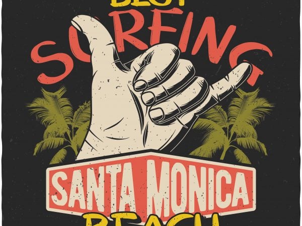 Santa monica beach. vector t-shirt design