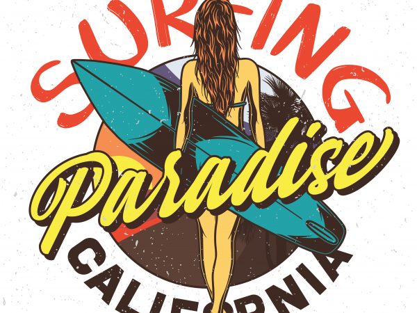 Surfing paradise. vector t-shirt design